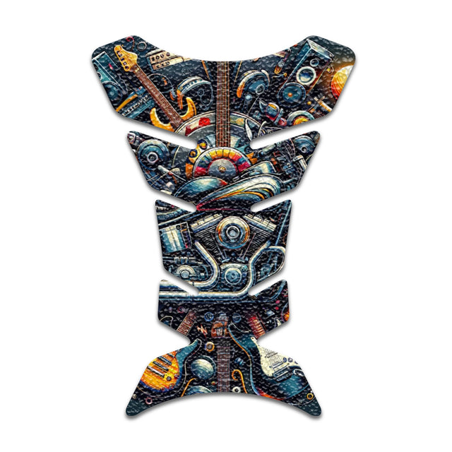 Motorcycle Tank Protectors Tank Pad Gas Anti Slip Pattern Fish Bone Vintage Wave - StickerBao Wheel Sticker Store