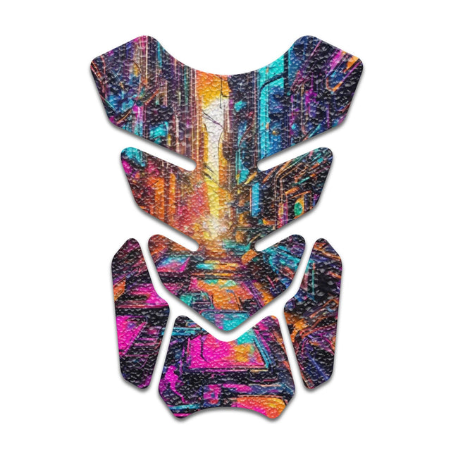 Motorcycle Tank Protectors Gas Tank Pad Shield Anti Slip Pattern Neon Fantasy Art
