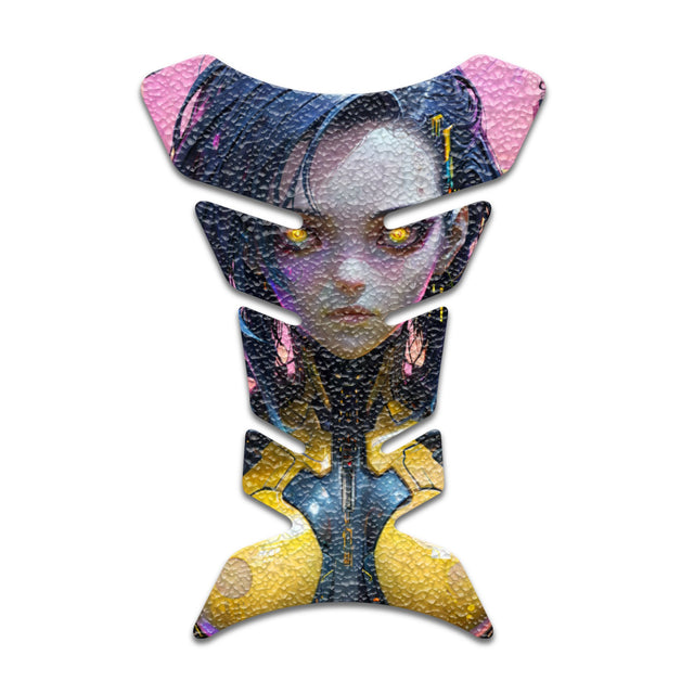 Motorcycle Tank Protectors Tank Pad Gas Anti Slip Pattern Fish Bone Neon Fantasy Art