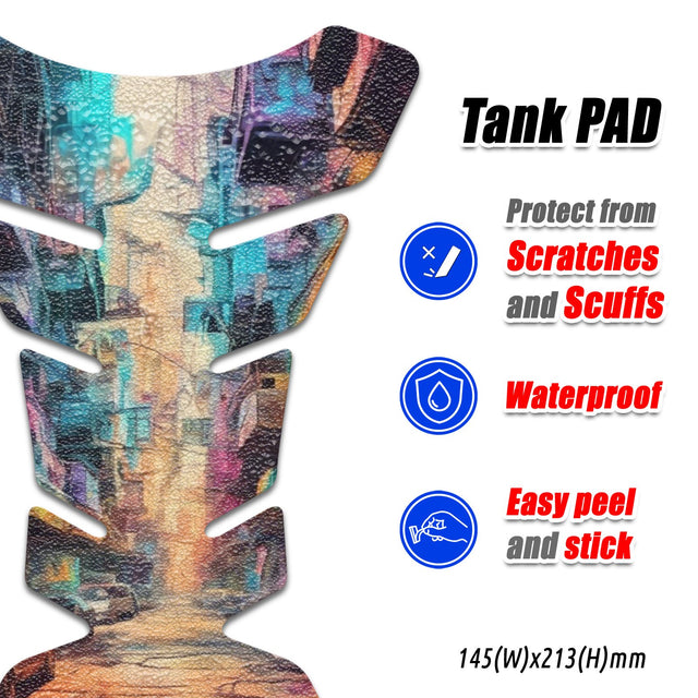 Motorcycle Tank Protectors Tank Pad Gas Anti Slip Pattern Fish Bone Japanese Sci Fi