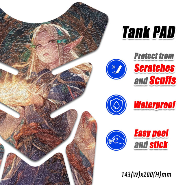 Motorcycle Tank Protectors Gas Tank Pad Shield Anti Slip Pattern Neon Fantasy Art