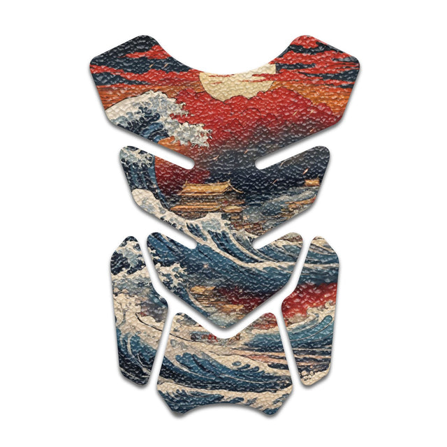 Motorcycle Tank Protectors Gas Tank Pad Shield Anti Slip Pattern Vintage Wave - StickerBao Wheel Sticker Store