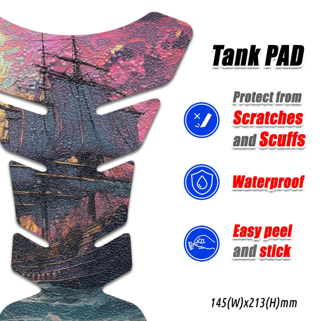 Motorcycle Tank Protectors Tank Pad Gas Anti Slip Pattern Fish Bone Japanese Sci Fi