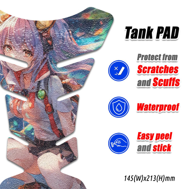 Motorcycle Tank Protectors Tank Pad Gas Anti Slip Pattern Fish Bone Abstract Anime