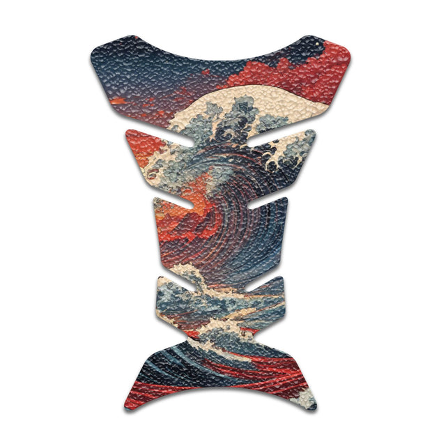 Motorcycle Tank Protectors Tank Pad Gas Anti Slip Pattern Fish Bone Vintage Wave - StickerBao Wheel Sticker Store