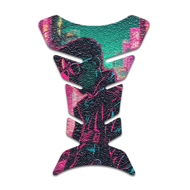 Motorcycle Tank Protectors Tank Pad Gas Anti Slip Pattern Fish Bone Neon Fantasy Art
