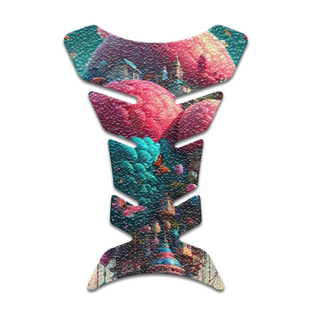 Motorcycle Tank Protectors Tank Pad Gas Anti Slip Pattern Fish Bone Neon Fantasy Art
