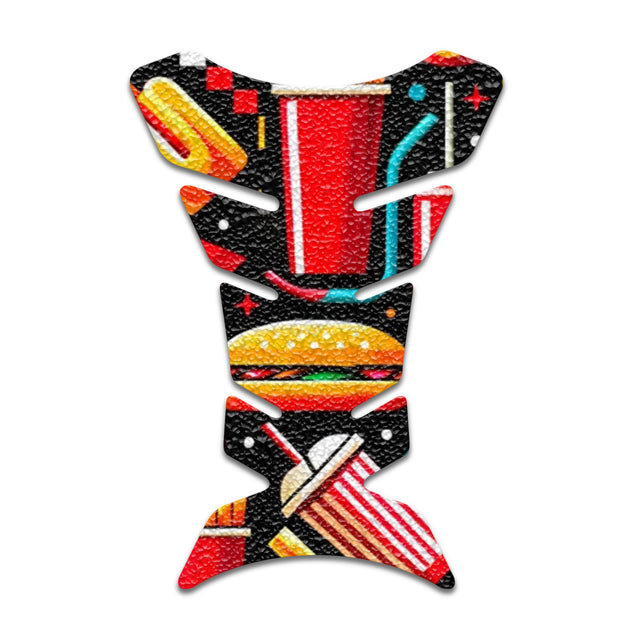 Motorcycle Tank Protectors Tank Pad Gas Anti Slip Pattern Fish Bone Vintage Wave - StickerBao Wheel Sticker Store