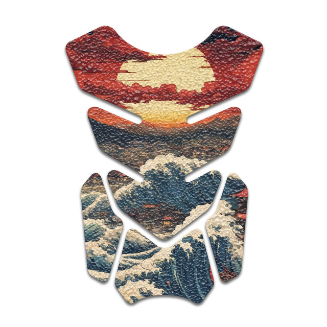 Motorcycle Tank Protectors Gas Tank Pad Shield Anti Slip Pattern Vintage Wave - StickerBao Wheel Sticker Store