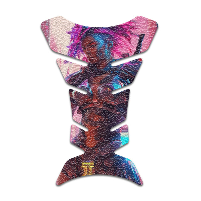Motorcycle Tank Protectors Tank Pad Gas Anti Slip Pattern Fish Bone Neon Fantasy Art