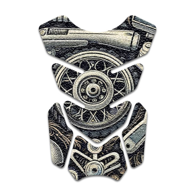 Motorcycle Tank Protectors Gas Tank Pad Shield Anti Slip Pattern Vintage Wave - StickerBao Wheel Sticker Store