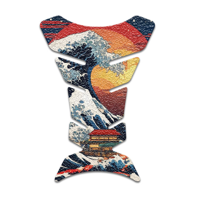 Motorcycle Tank Protectors Tank Pad Gas Anti Slip Pattern Fish Bone Vintage Wave - StickerBao Wheel Sticker Store