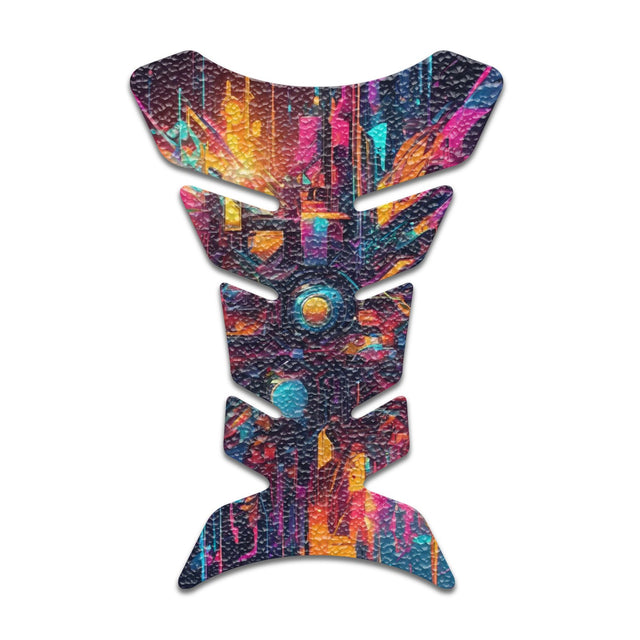 Motorcycle Tank Protectors Tank Pad Gas Anti Slip Pattern Fish Bone Neon Fantasy Art