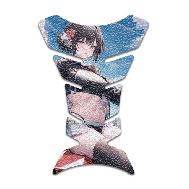 Motorcycle Tank Protectors Tank Pad Gas Anti Slip Pattern Fish Bone Vintage Wave - StickerBao Wheel Sticker Store