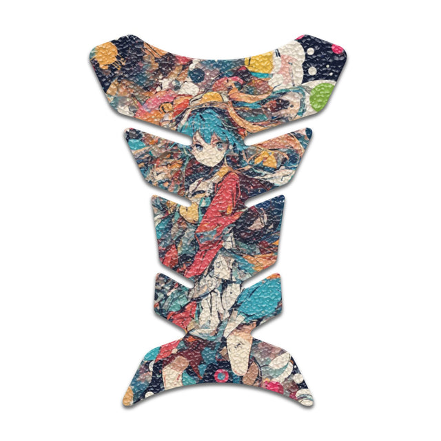 Motorcycle Tank Protectors Tank Pad Gas Anti Slip Pattern Fish Bone Abstract Anime