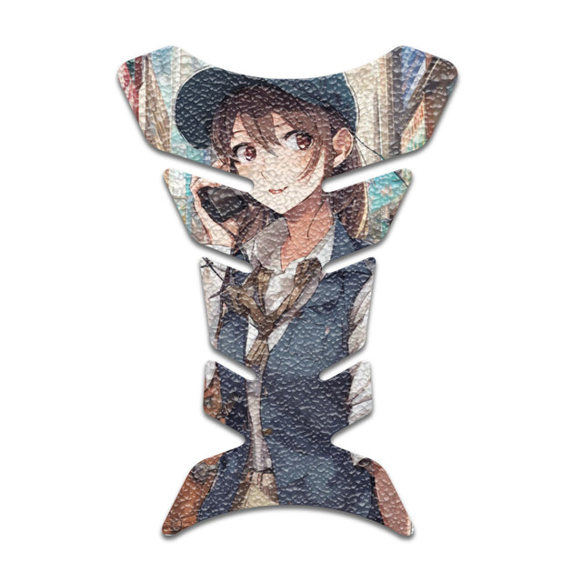Motorcycle Tank Protectors Tank Pad Gas Anti Slip Pattern Fish Bone Anime Artistic