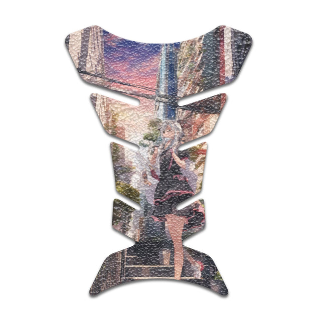 Motorcycle Tank Protectors Tank Pad Gas Anti Slip Pattern Fish Bone Abstract Anime