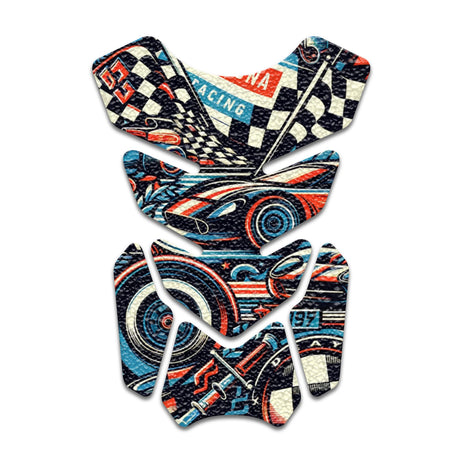 Motorcycle Tank Protectors Gas Tank Pad Shield Anti Slip Pattern Vintage Wave - StickerBao Wheel Sticker Store