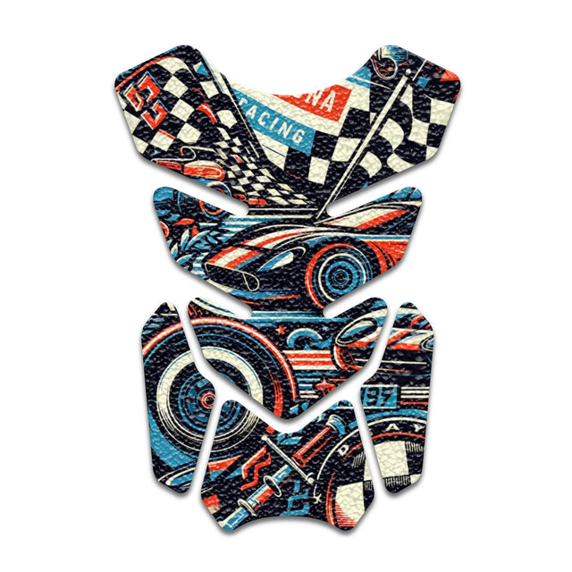 Motorcycle Tank Protectors Gas Tank Pad Shield Anti Slip Pattern Vintage Wave - StickerBao Wheel Sticker Store