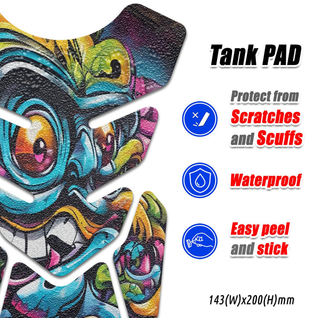 Motorcycle Tank Protectors Gas Tank Pad Shield Anti Slip Pattern Neon Fantasy Art