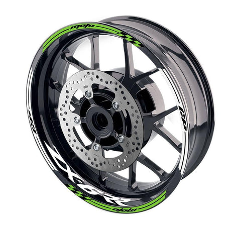 For Kawasaki ZX6RR Ninja ZX600 Logo MOTO 17 inch Rim Wheel Stickers GP01 Racing Check.