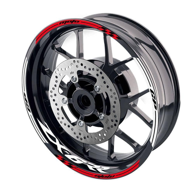 For Kawasaki ZX6RR Ninja ZX600 Logo MOTO 17 inch Rim Wheel Stickers GP01 Racing Check.