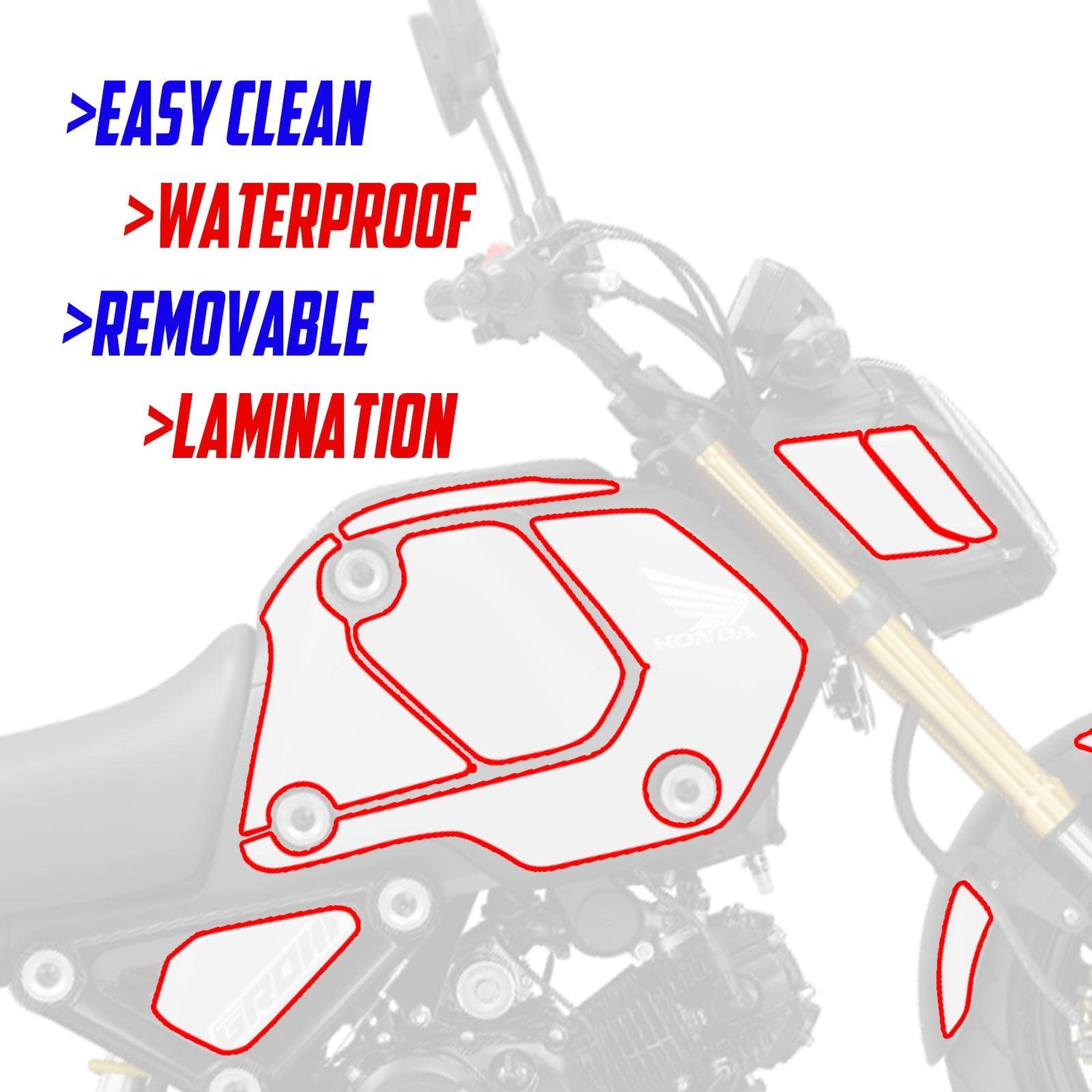 Detail of Honda GROM Fairing Wrap Graphic Vinyl Decal Sticker 001