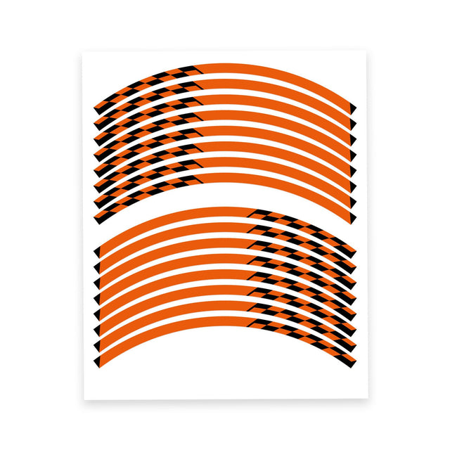 StickerBao Orange Universal 17 inch Motorcycle C01B Grid Standard Edge Rim Sticker Check Rim Wheel Decal  For Ducati