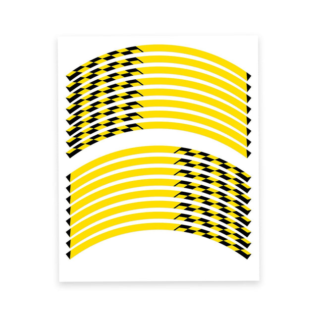 StickerBao Yellow Universal 17 inch Motorcycle C01B Grid Standard Edge Rim Sticker Check Rim Wheel Decal For For MV Agusta