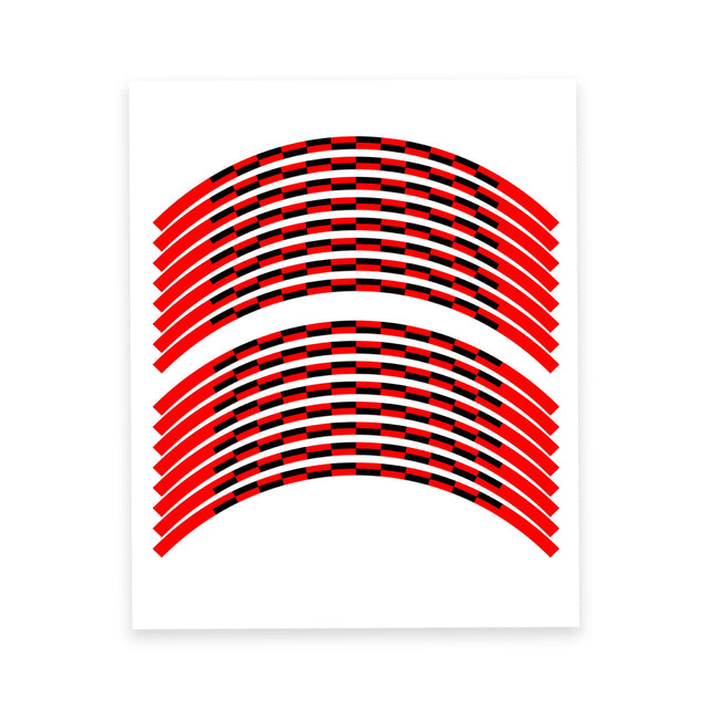 StickerBao Red Universal 17 inch Motorcycle C02B Grid Standard Edge Rim Sticker Check Rim Wheel Decal For For Kawasaki