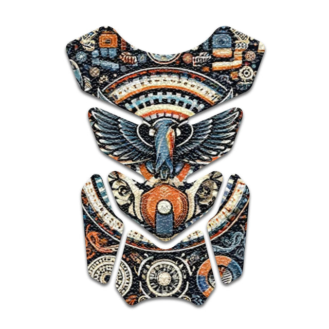 Motorcycle Tank Protectors Gas Tank Pad Shield Anti Slip Pattern Vintage Wave - StickerBao Wheel Sticker Store