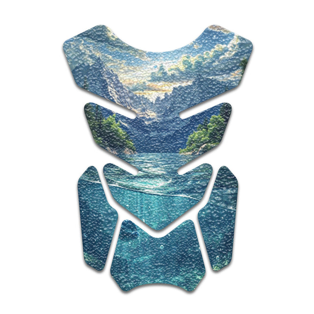 Motorcycle Tank Protectors Gas Tank Pad Shield Anti Slip Pattern Vintage Wave - StickerBao Wheel Sticker Store