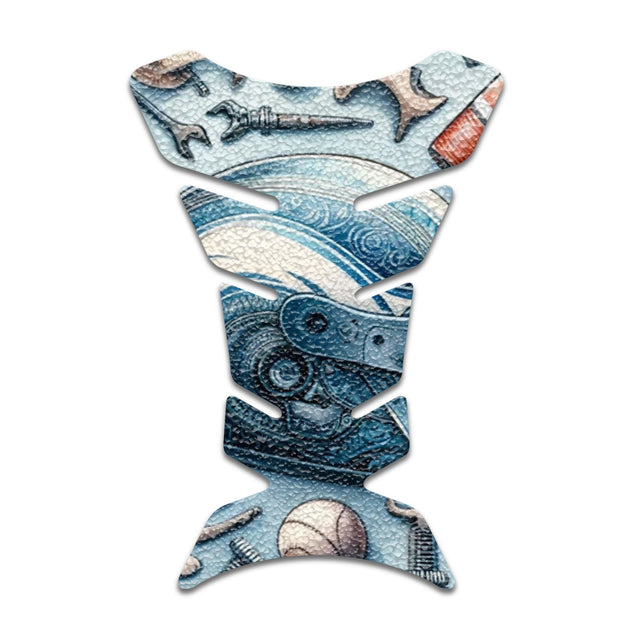 Motorcycle Tank Protectors Tank Pad Gas Anti Slip Pattern Fish Bone Neon Fantasy Art