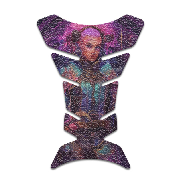 Motorcycle Tank Protectors Tank Pad Gas Anti Slip Pattern Fish Bone Neon Fantasy Art