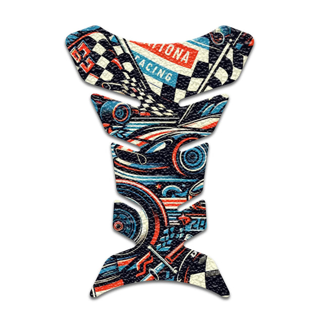 Motorcycle Tank Protectors Tank Pad Gas Anti Slip Pattern Fish Bone Vintage Wave - StickerBao Wheel Sticker Store