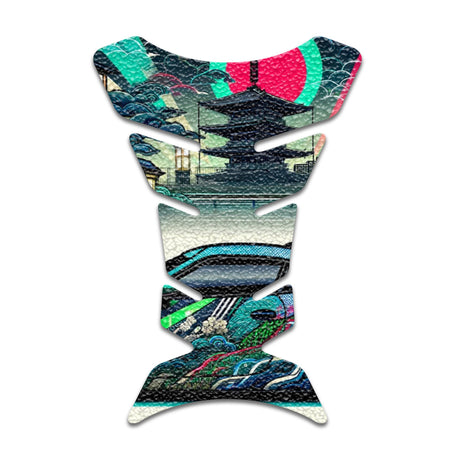 Motorcycle Tank Protectors Tank Pad Gas Anti Slip Pattern Fish Bone Vintage Wave - StickerBao Wheel Sticker Store