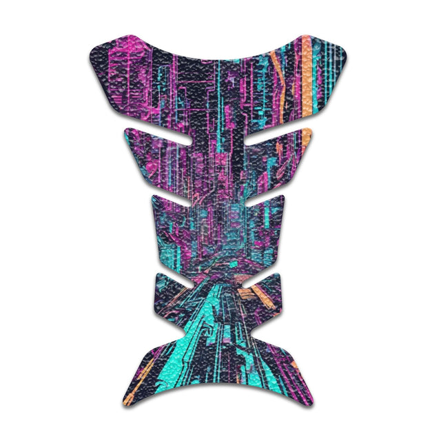 Motorcycle Tank Protectors Tank Pad Gas Anti Slip Pattern Fish Bone Neon Fantasy Art