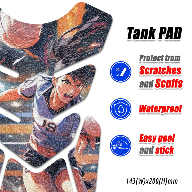 Motorcycle Tank Protectors Gas Tank Pad Shield Anti Slip Pattern Vintage Wave - StickerBao Wheel Sticker Store