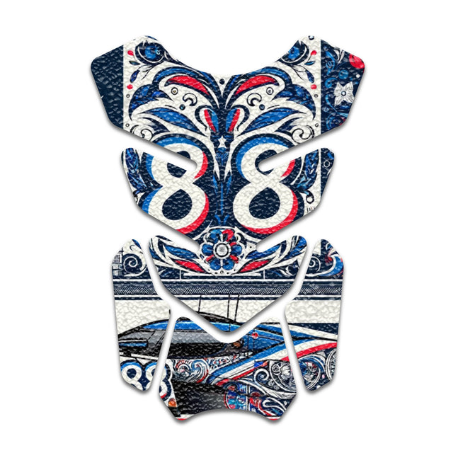 Motorcycle Tank Protectors Gas Tank Pad Shield Anti Slip Pattern Vintage Wave - StickerBao Wheel Sticker Store