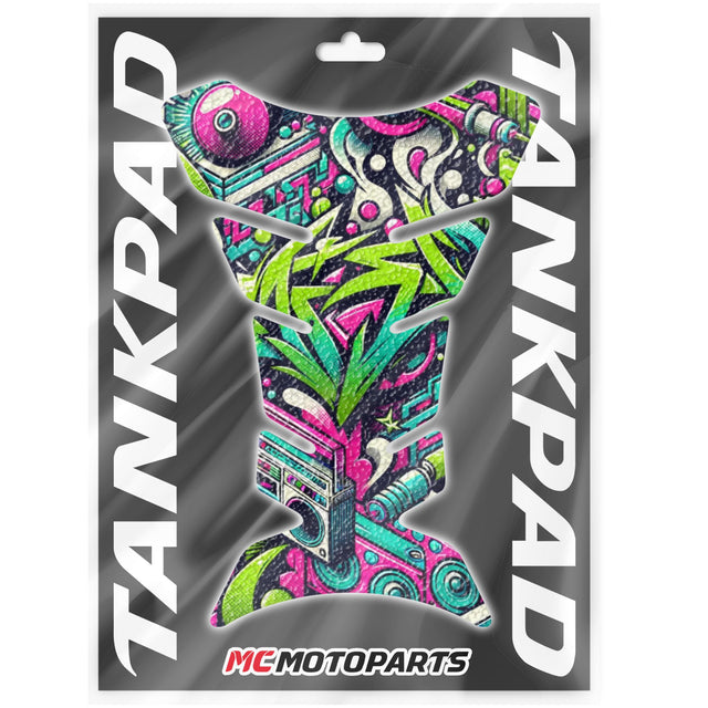 Motorcycle Tank Protectors Tank Pad Gas Anti Slip Pattern Fish Bone Neon Fantasy Art