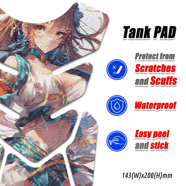 Motorcycle Tank Protectors Gas Tank Pad Shield Anti Slip Pattern Anime Artistic