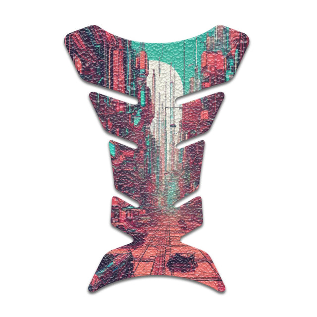 Motorcycle Tank Protectors Tank Pad Gas Anti Slip Pattern Fish Bone Neon Fantasy Art