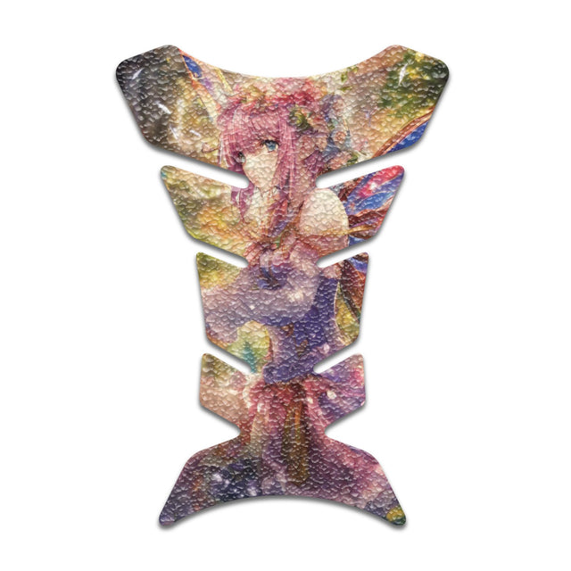 Motorcycle Tank Protectors Tank Pad Gas Anti Slip Pattern Fish Bone Neon Fantasy Art