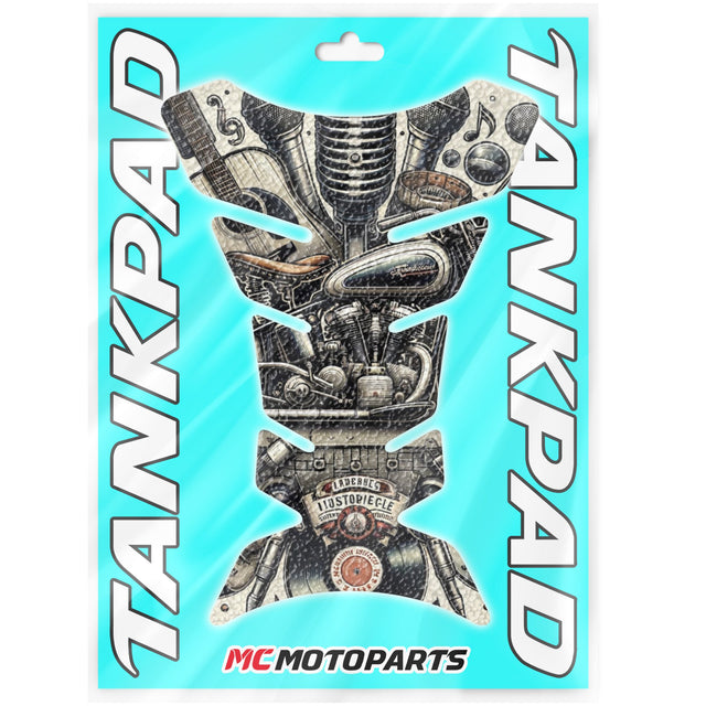 Motorcycle Tank Protectors Tank Pad Gas Anti Slip Pattern Fish Bone Vintage Wave - StickerBao Wheel Sticker Store