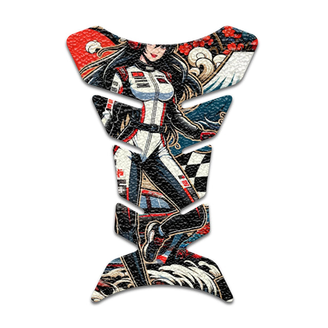 Motorcycle Tank Protectors Tank Pad Gas Anti Slip Pattern Fish Bone Vintage Wave - StickerBao Wheel Sticker Store