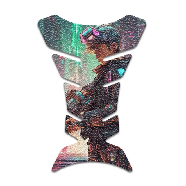 Motorcycle Tank Protectors Tank Pad Gas Anti Slip Pattern Fish Bone Neon Fantasy Art