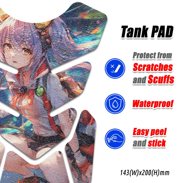 Motorcycle Tank Protectors Gas Tank Pad Shield Anti Slip Pattern Abstract Anime