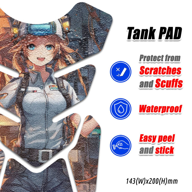 Motorcycle Tank Protectors Gas Tank Pad Shield Anti Slip Pattern Abstract Anime