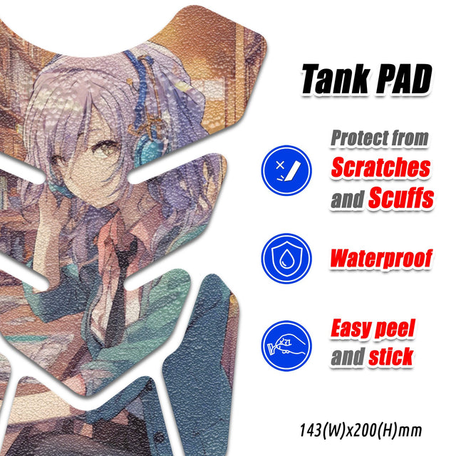 Motorcycle Tank Protectors Gas Tank Pad Shield Anti Slip Pattern Anime Artistic