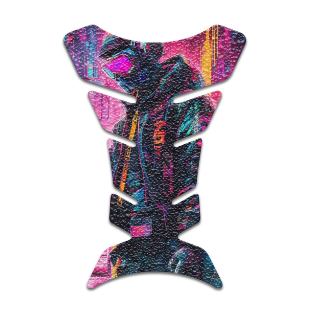 Motorcycle Tank Protectors Tank Pad Gas Anti Slip Pattern Fish Bone Neon Fantasy Art